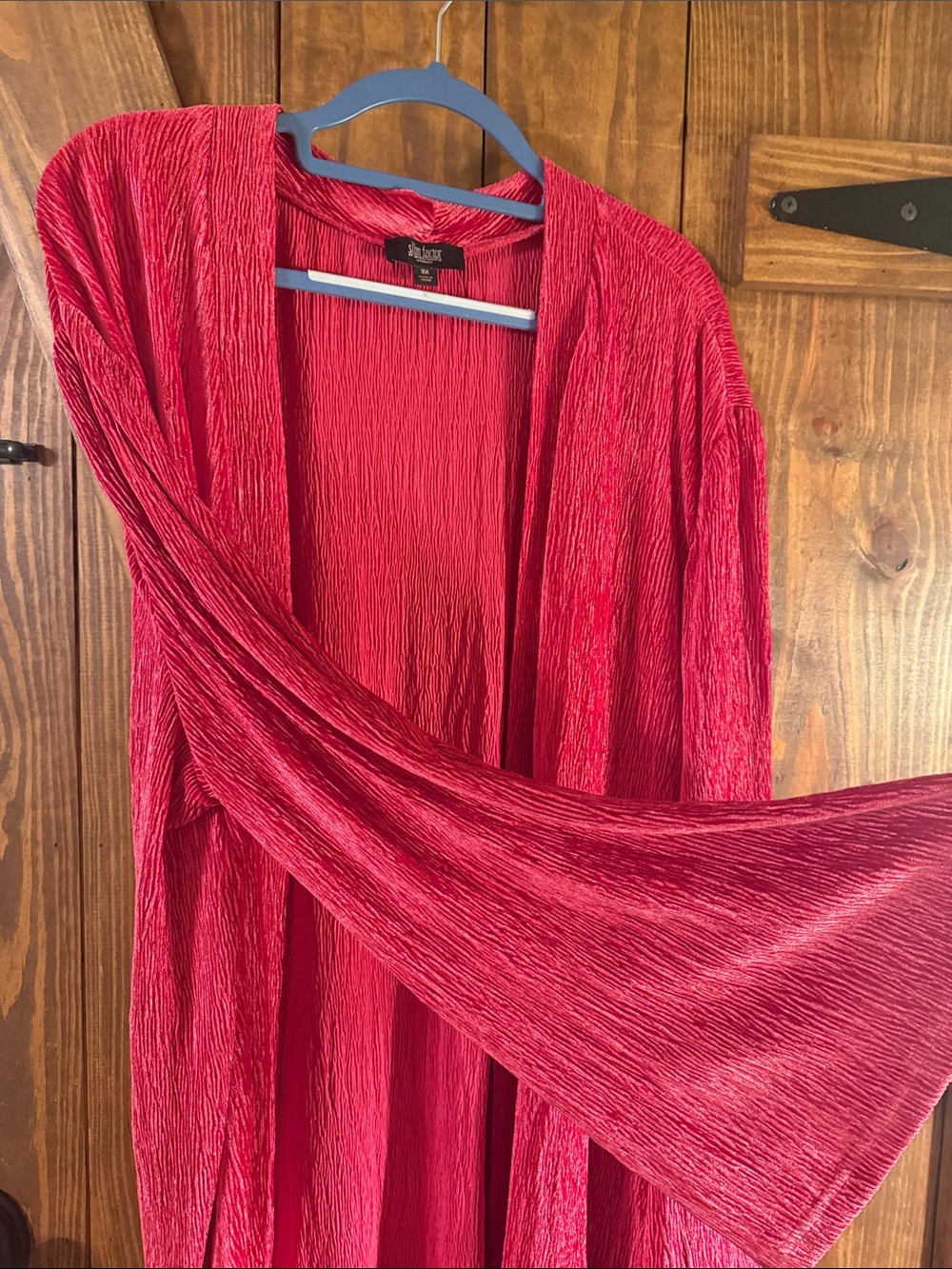 Investments Women's Raspberry Open-Front Crinkle Cardigan - Picture 2 of 3